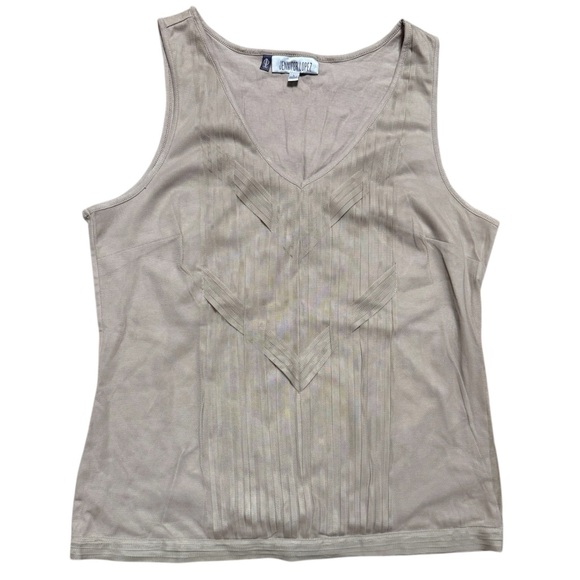 Lined Gauze Sleeveless Top, Tan, Jennifer Lopez, L - Picture 3 of 6